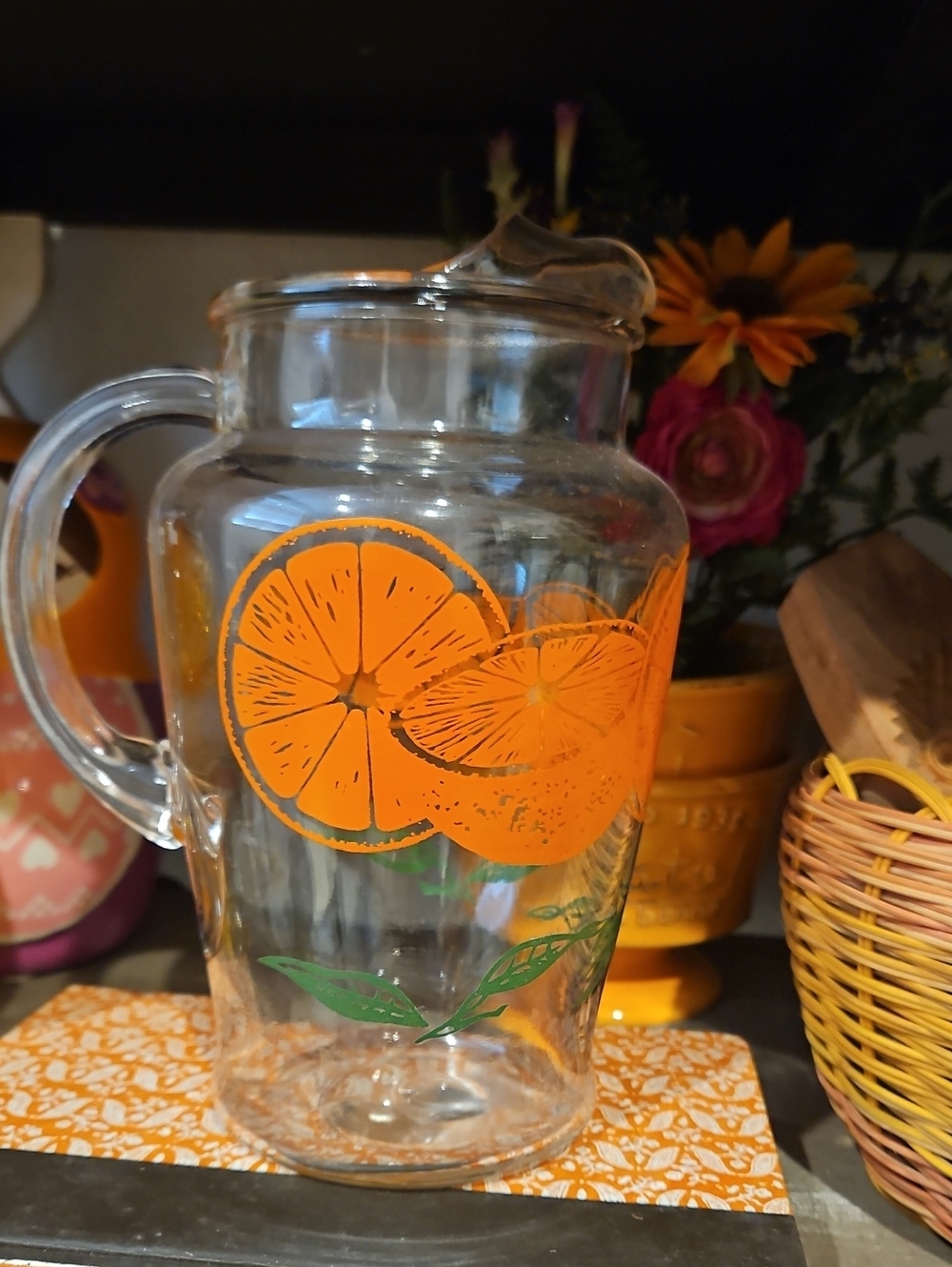 Vintage Glass Orange Juice Pitcher